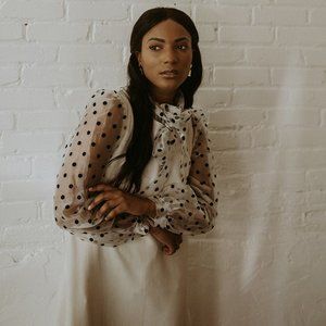 organza polka dot top